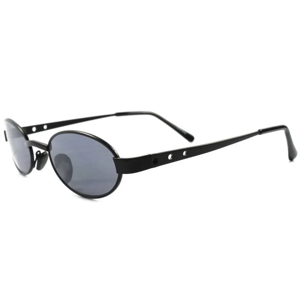 Old stock True Vintage 70s 80s Urban Fashion Mens Womens Black Oval Sunglasses
